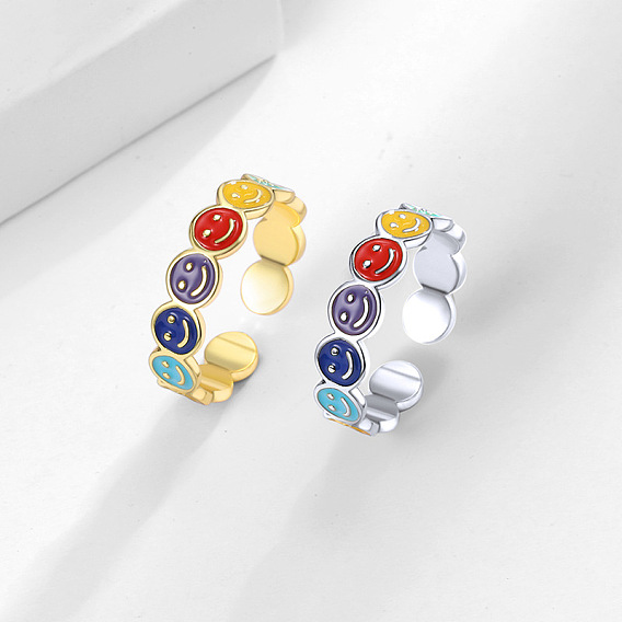 Латунные открытые манжеты для женщин, улыбающееся лицо