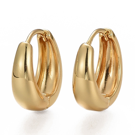 Brass Huggie Hoop Earrings, Thick Hoop Earrings, Long-Lasting Plated, Ring