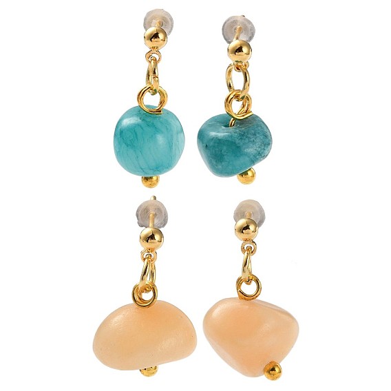 Натуральный говлит 304 серьги-гвоздики из нержавеющей стали, с s 925 штырями стерлингового серебра, золотые