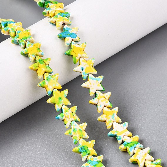 С напылением окрашенные синтетические бирюзовые бусинки, окрашенные, звезда
