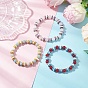 3Pcs Round Natural White Jade & Amazonite & Dyed Malaysia Jade Beads Stretch Bracelets, with Natural Lava Rock Chip Beads