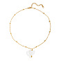 Summer White Resin Love Heart Pendant 304 Stainless Steel Satellite Chain Necklaces for Women