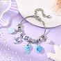 European Blue White Handmade Porcelain Ocean Fish Turtle Shell Charm Brass Snake Chain Bracelets