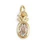 Fruits Brass Micro Pave Cubic Zirconia Charms, Long-Lasting Plated, Rack Plating, Lead Free & Cadmium Free, with Jump Ring