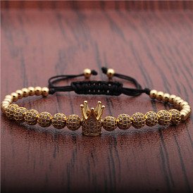 Bracelet en zircon et couronne de boule de diamant en cuivre pour femmes