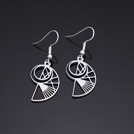 304 Stainless Steel Dangle Earrings, Fibonacci Spiral