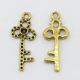 Ключевые тибетском стиле настройки кулон горный хрусталь, без свинца и без кадмия, 26x11x2.5 мм, отверстие : 1 мм , пригодный для стразов 2.5 мм