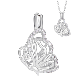 1шт. 925 подвески из стерлингового серебра с микропаве из прозрачных кубических цирконий в форме клетки, подвески в виде полой клетки бабочки, с печатью 925