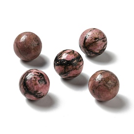 Perles naturelles de rhodonite, pas de trous / non percés, ronde