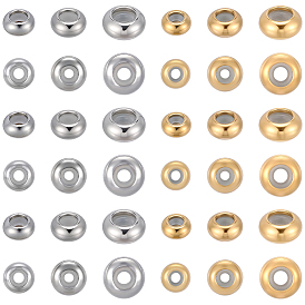 36 шт 6 стили 304 бусины из нержавеющей стали, с резиной внутри, ползунки, рондель