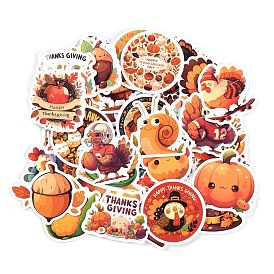 50Pcs Thanksgiving Day Cartoon Paper Self-Adhesive Picture Stickers, for Water Bottles, Laptop, Luggage, Cup, Computer, Mobile Phone, Skateboard, Guitar Stickers Decor