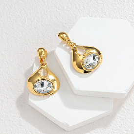 304 Серьги-подвески из нержавеющей стали с кристаллами и стразами, слеза