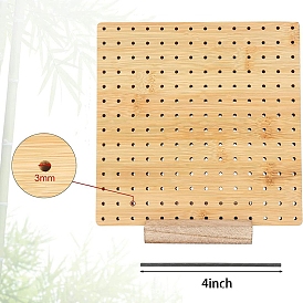 Square Bamboo Crochet Blocking Board for Handmade DIY Knitting & Crochet, with Iron Pegs