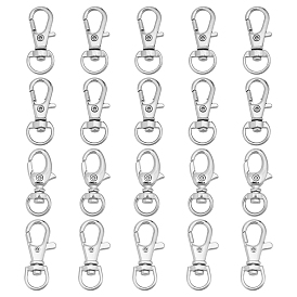 48pcs 4 style alliage et fer fermoirs pivotants mousqueton de lanière, pour lanière porte-clés artisanat fournitures
