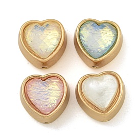 Rack Plating Resin Alloy Beads, Heart Lead Free & Cadmium Free & Nickel Free