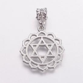 Alloy European Dangle Charms, Large Hole Pendants, Chakra, Anahata