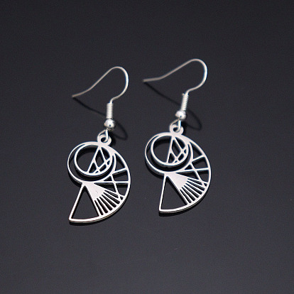 304 Stainless Steel Dangle Earrings, Fibonacci Spiral