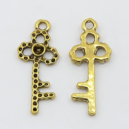 Ключевые тибетском стиле настройки кулон горный хрусталь, без свинца и без кадмия, 26x11x2.5 мм, отверстие : 1 мм , пригодный для стразов 2.5 мм