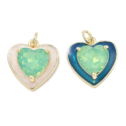 Латунные микро проложить кубического циркония подвески, сердце прелести, со стеклом, без свинца и без кадмия, долговечный, стойки покрытие, реальный 18 k позолоченный
