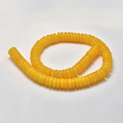 Natural Yellow Jade Heishi Beads Strands, Disc/Flat Round, Dyed