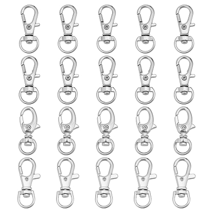 48pcs 4 style alliage et fer fermoirs pivotants mousqueton de lanière, pour lanière porte-clés artisanat fournitures