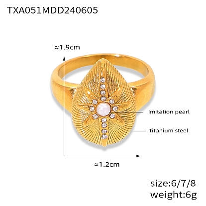Кольца из нержавеющей стали, с имитацией жемчуга, для женщин, слеза