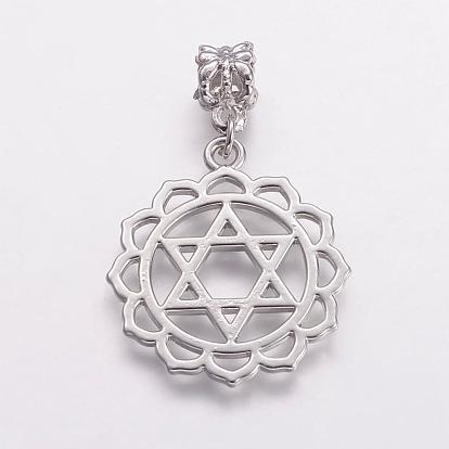 Alloy European Dangle Charms, Large Hole Pendants, Chakra, Anahata