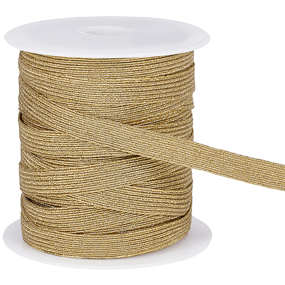 Плоский полиэстеровый металлизированный эластичный шнур, с пластиковыми бобин, для аксессуаров для одежды, украшение подарка