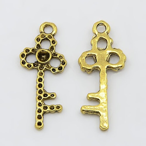 Supports clés pendentif en strass de style tibétain, sans plomb et sans cadmium, 26x11x2.5mm, trou: 1 mm, apte à 2.5 mm strass
