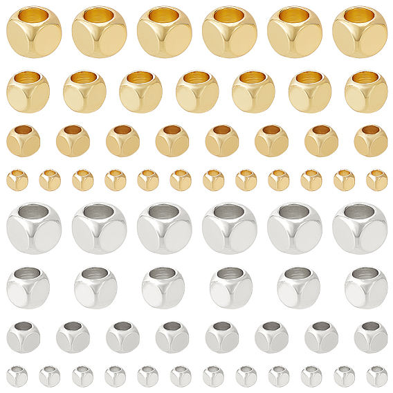 200 шт 8 стили латунные бусины, долговечный, кубические