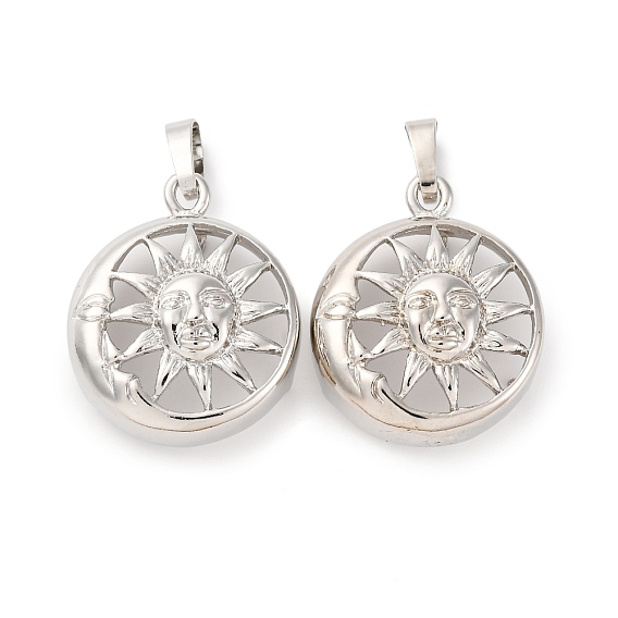 Сеттинги для кулона (кабошонов), латунь , настройки открытой спины, плоский круглый с солнечными чарами, стойки покрытие, прочное покрытие, без кадмия и без свинца