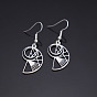 304 Stainless Steel Dangle Earrings, Fibonacci Spiral