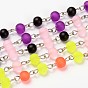 Frosted Transparent Round Glass Beads Chains for Necklaces Bracelets Making, with Platinum Iron Eye Pin, Unwelded, 39.3 inch
