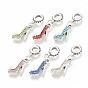 Alloy Rhinestone European Dangle Charms, Large Hole Pendants, High-Heel Shoes, Antique Silver