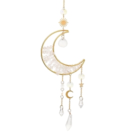 Обернутые проволокой украшения из натуральных драгоценных камней и латунных подвесок в виде луны, со стеклянным конусом-подвеской, для украшения дома