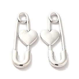 Tibetan Style Alloy Pendants, Paper Clip with Heart Charm