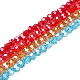 Electroplate Glass Bead Strands, Pearl Luster Plated, Faceted(32 Facets), Round, 4mm, hole: 0.5mm