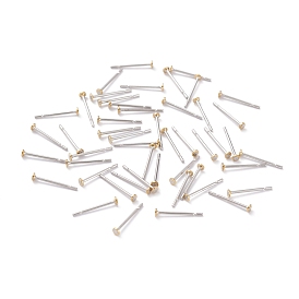 304 Stainless Steel Stud Earring Findings, with Brass Flat Pad Earring Post, Flat Round