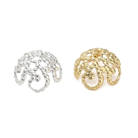 Шапочки и конусы для бусин, латунные, цветок, долговечный, стойки покрытие, без свинца и без кадмия