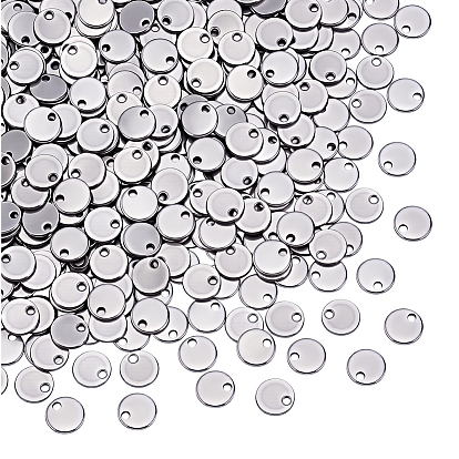 500Pcs 304 Stainless Steel Stamping Blank Tag Pendants, Flat Round