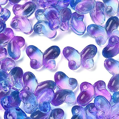 50 шт. Прозрачные стеклянные бусины, окрашенные распылением., бабочка