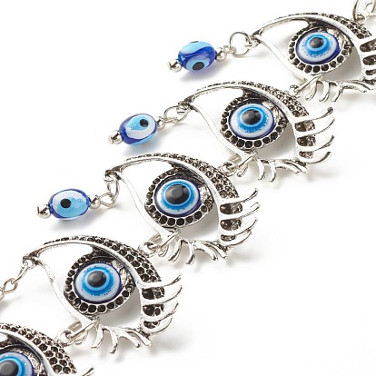 Glass Turkish Blue Evil Eye Pendant Decoration, with Alloy Horse Eye Design Charm, for Home Wall Hanging Amulet Ornament