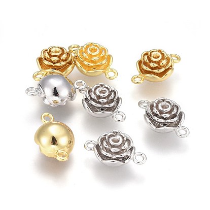 Brass Magnetic Clasps with Loops, Flower
