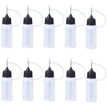 10 шт. полиэтиленовые (ПЭ) флаконы с наконечниками для игл, полупрозрачная пустая бутылка для клея, с стальными шпильками