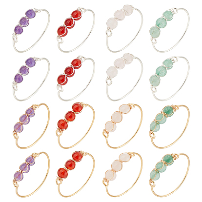 16шт. 8 стили смешанные кольца из драгоценных камней, украшения из медной проволоки для женщин