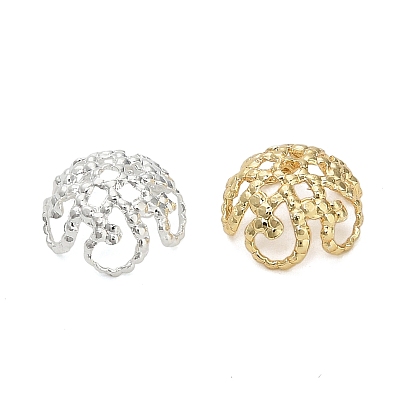 Шапочки и конусы для бусин, латунные, цветок, долговечный, стойки покрытие, без свинца и без кадмия