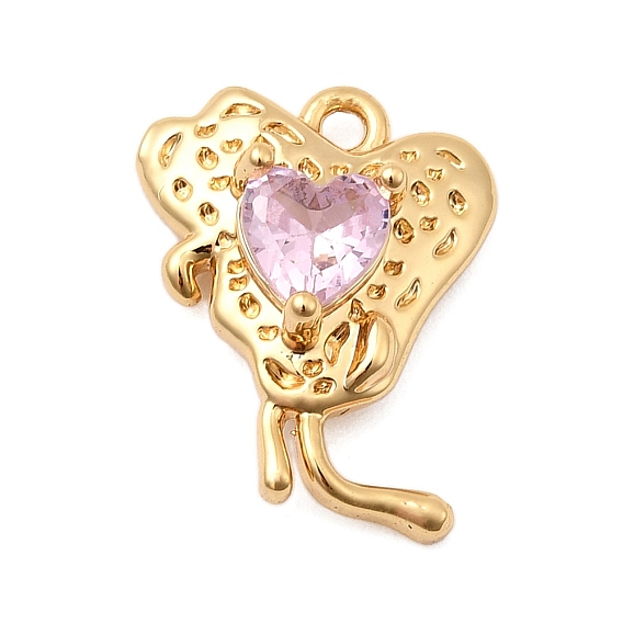 Латунные микро проложить кубического циркония подвески, шарма сердца, без никеля 