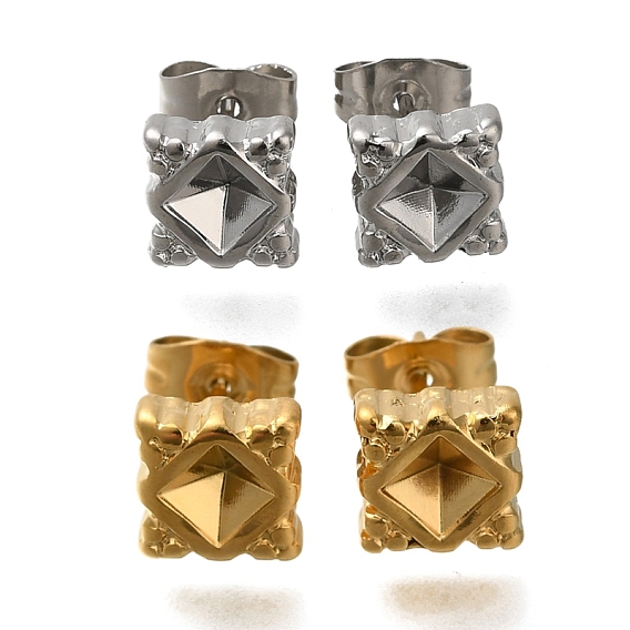 304 серьги-гвоздики из нержавеющей стали с ромбами для женщин