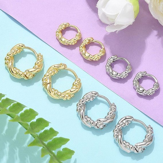 Латунные серьги обруча, стойки покрытие, долговечный, без свинца и без кадмия, твист кольцо
