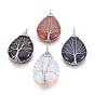 Synthetic Gemstone Big Pendants, with Platinum Tone Brass Findings, Drop